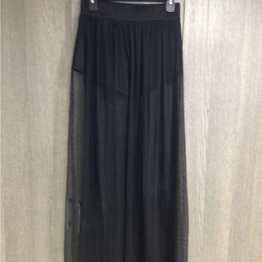 Chic Black Sheer Maxi Skirt with Side Slit - Picture 4 of 5